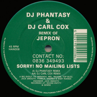 Carl Cox & DJ Phantasy – Remix Of Jepron [VINYL]
